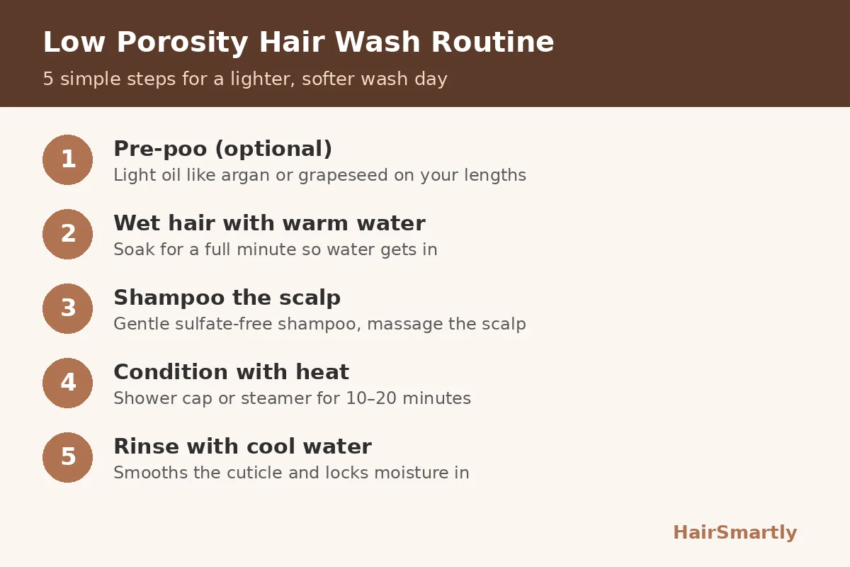 Low porosity hair wash routine in 5 simple steps